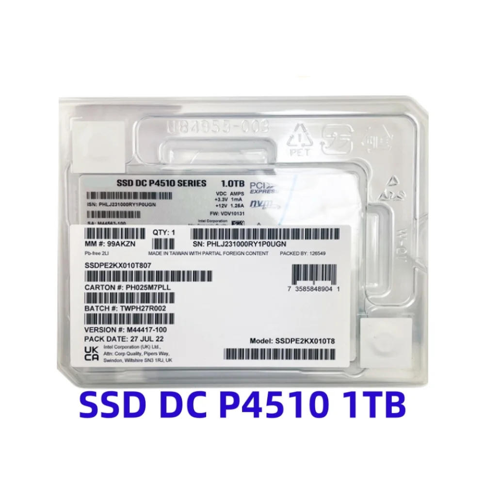 ڿ ָ Ʈ ̺ ϵ ũ, P4510 1TB SSDPE2KX010T8 U.2 NVMe  е   SSD 1T